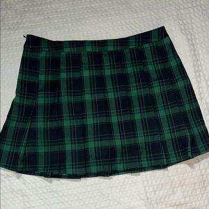 ZHANCHTONG Women’s Green and Black Plaid Pleated Mini A-Line Skirt SZ XL